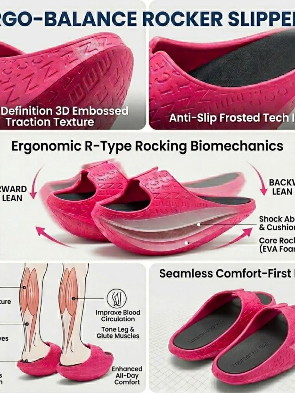 Women Rocking Slippers Leg Shaping Rocker Shoes Weight Loss Posture Correction - Picture 4 of 5